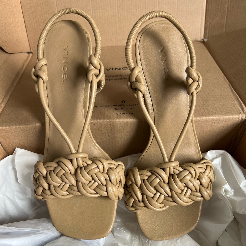 Vince Quenelle Sandal Heels in Dune NWT